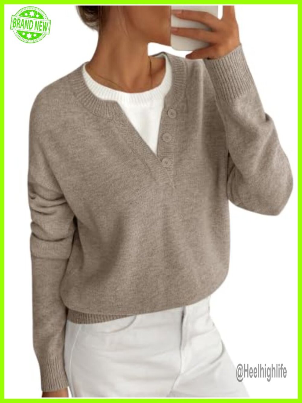 Women Long Sleeve Crew Neck Knit Pullover Sweater Oversized Relaxed Fit